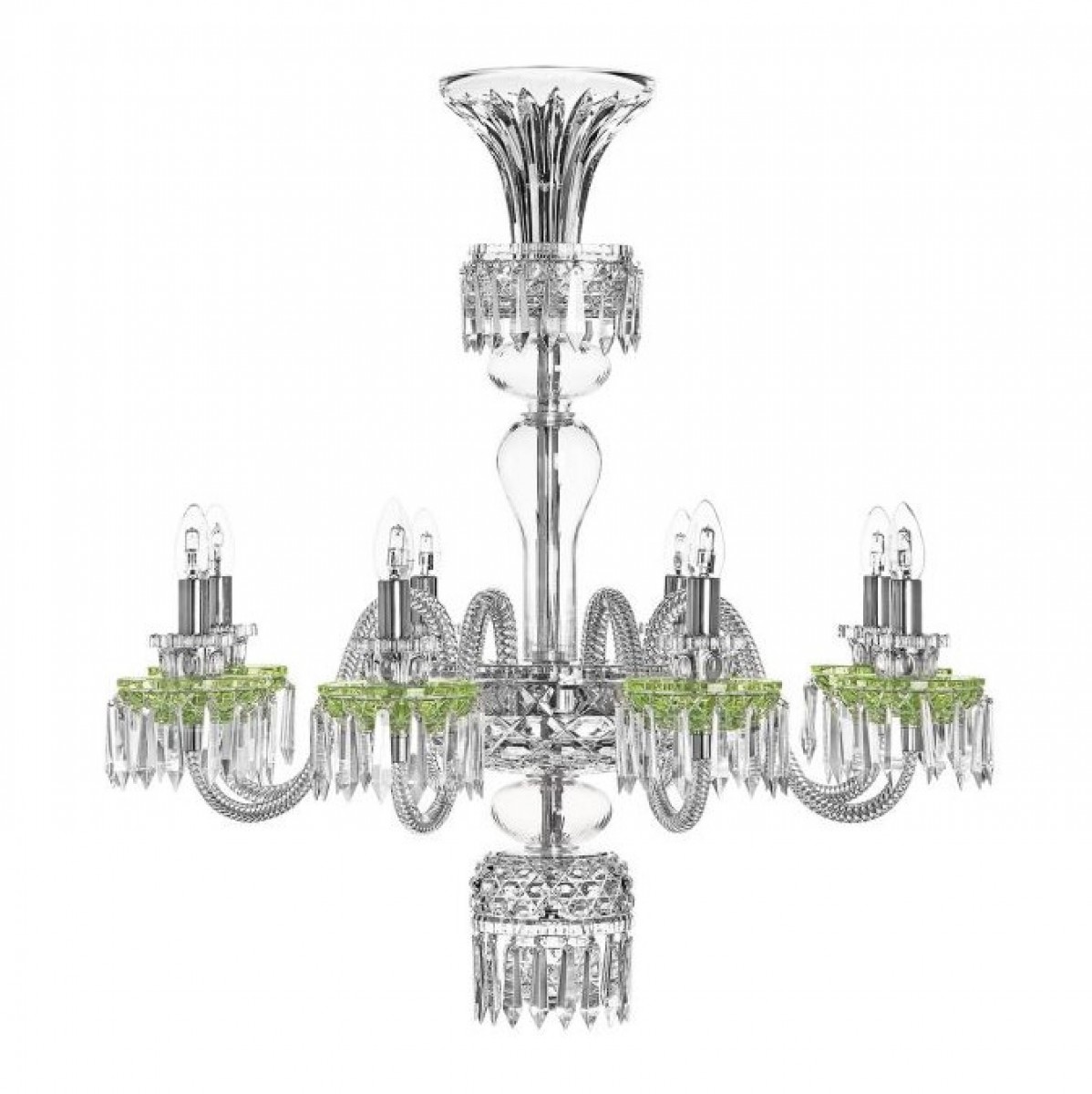 Royal 8-Light Short Chandelier without Hurricane - Chartreuse-Green Cups | Highlight image