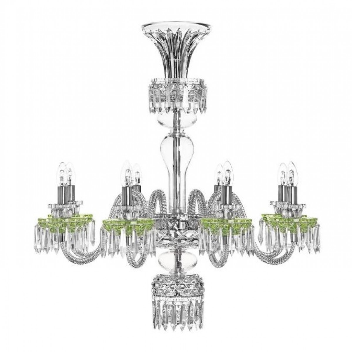 Royal 8-Light Short Chandelier without Hurricane - Chartreuse-Green Cups