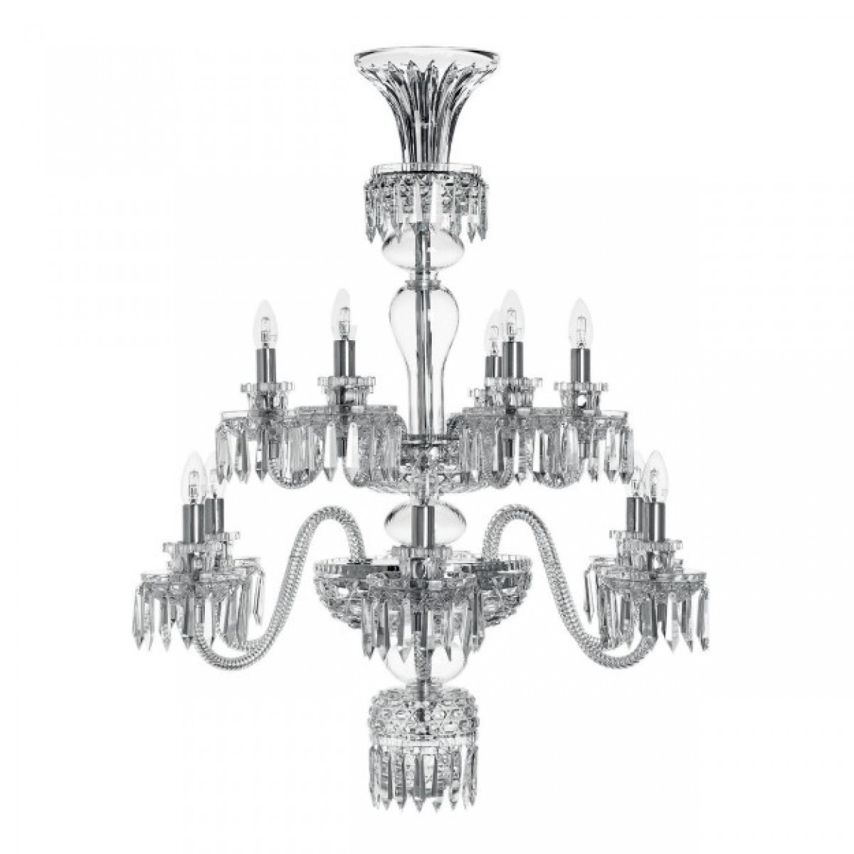 Royal 12-Light Short Chandelier without Hurricane - Clear