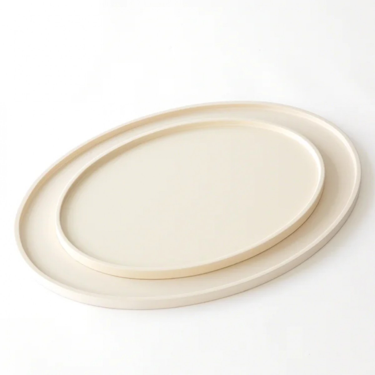 Elegant Oval Serving Tray - Ivory - Large