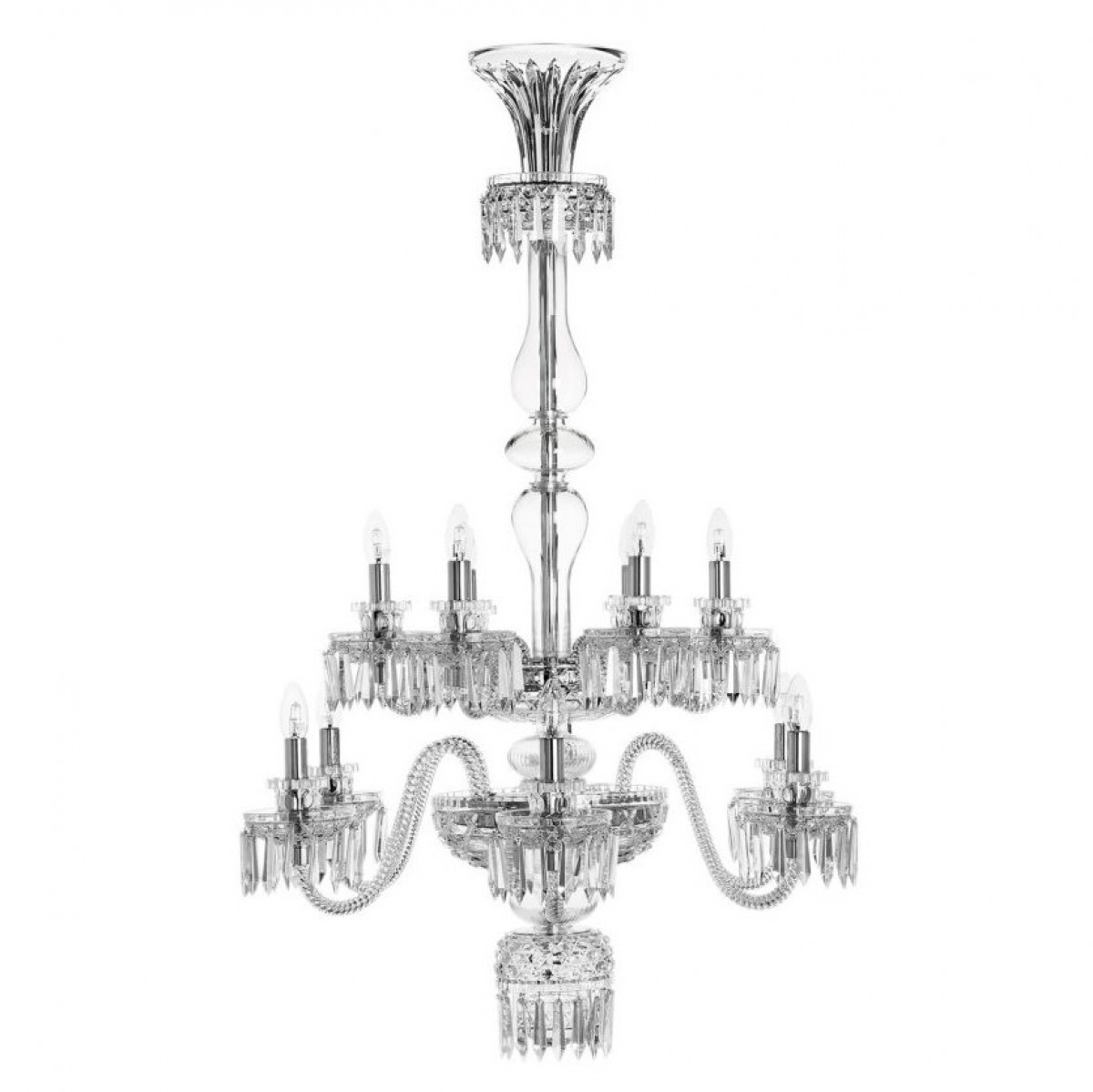 Royal 12-Light Long Chandelier without Hurricanes - Clear