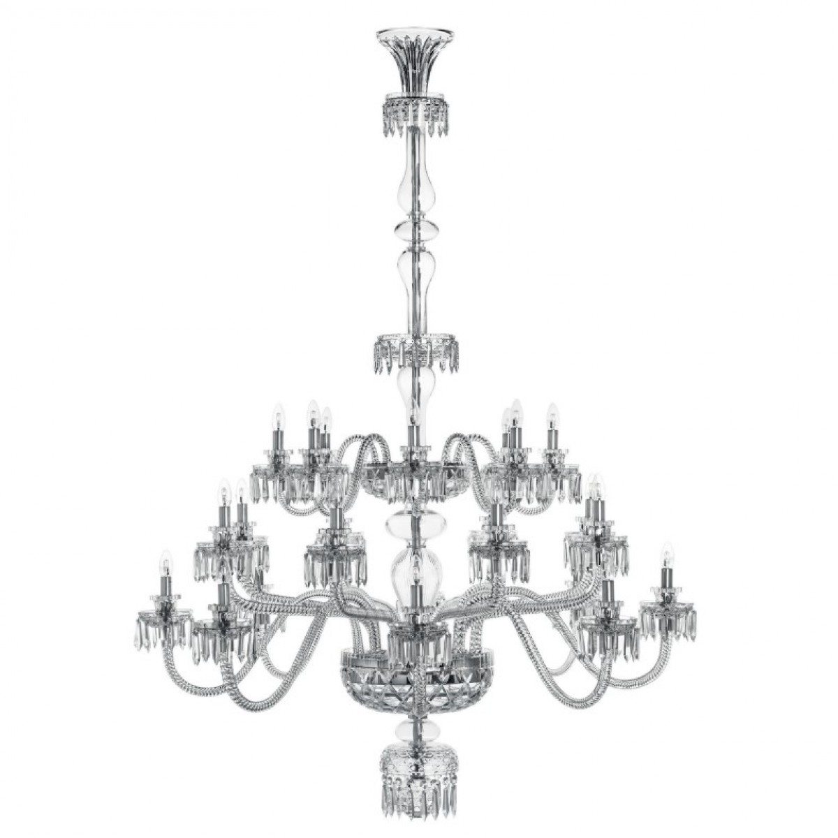 Royal 24-Light Long Chandelier without Hurricanes - Clear