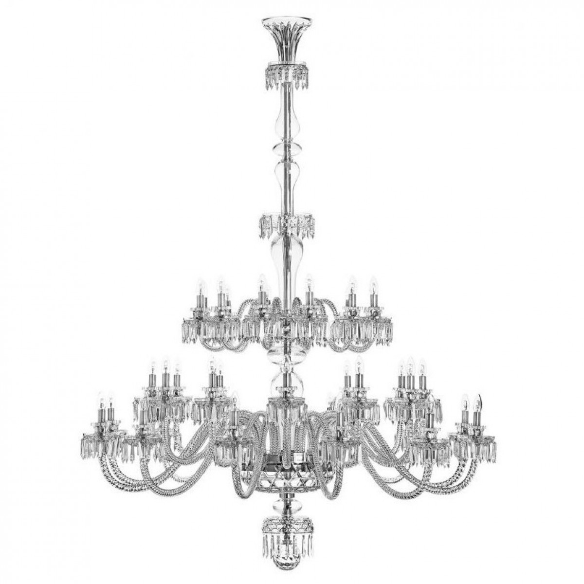 Royal 36-Light Long Chandelier without Hurricanes - Clear