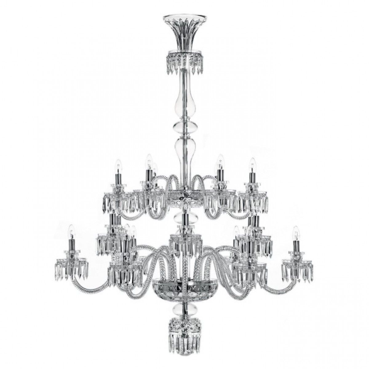 Royal 18-Light Long Chandelier without Hurricanes - Clear