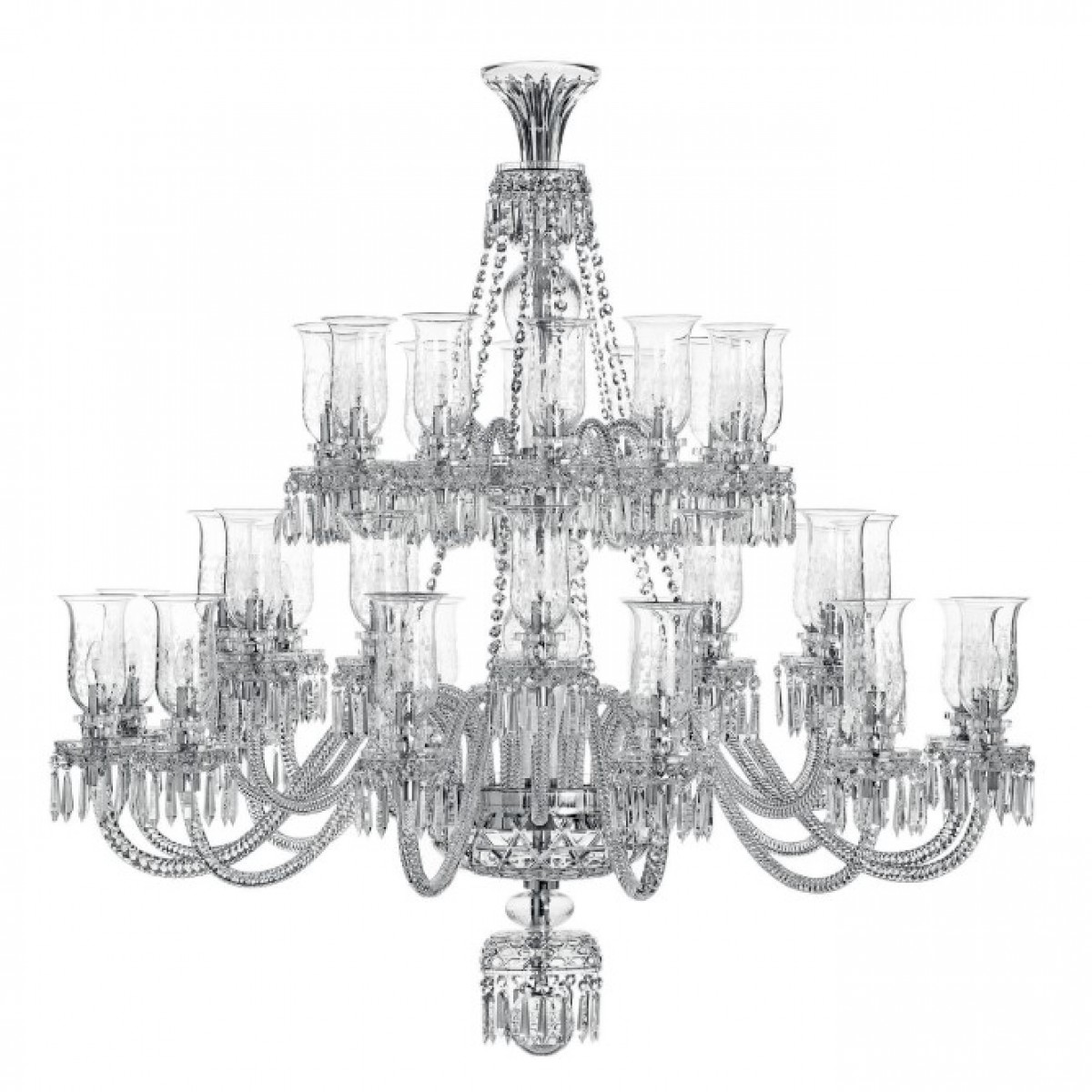 Royal 36-Light Short Chandelier with Lady Hurricanes - Clear