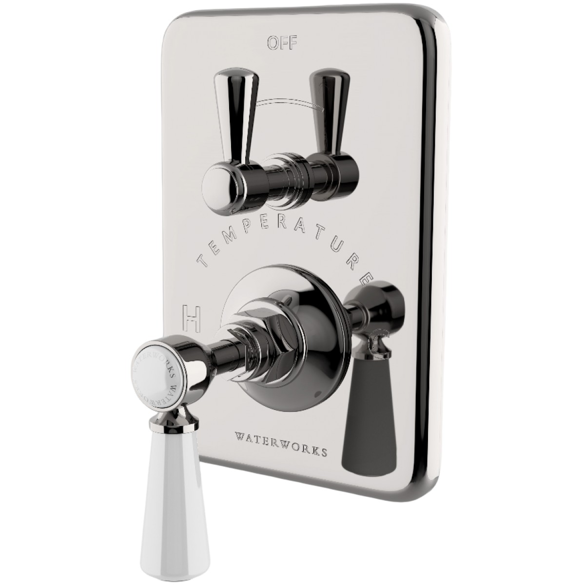 Highgate Integrated Thermostatic and Volume Control Trim with Porcelain Lever Handle