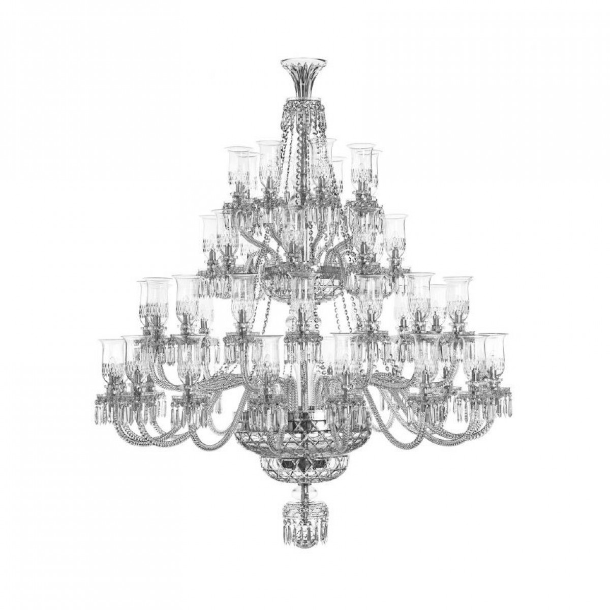 Royal 48-Light Short Chandelier with Apollo Hurricanes - Clear