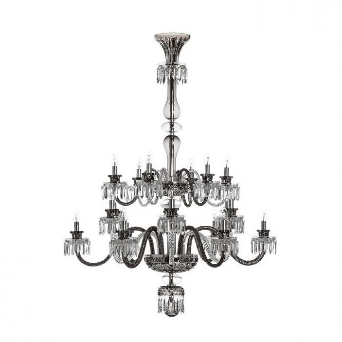 Royal 18-Light Long Chandelier without Hurricane - Clear and Flannel Grey