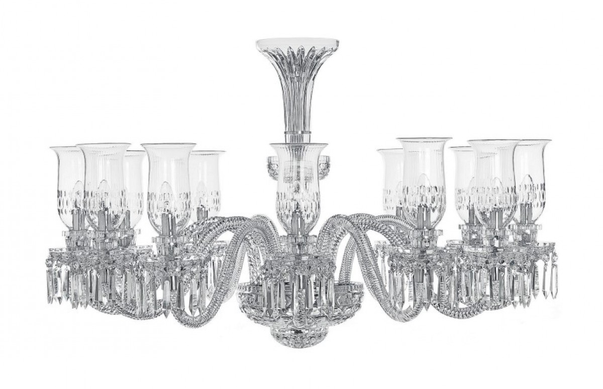 Royal 12-Light Horizontal Chandelier with Apollo Hurricanes - Clear