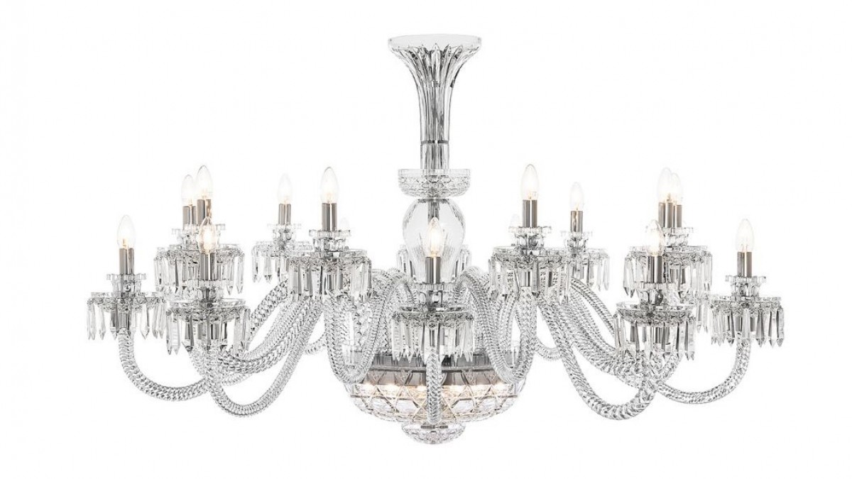 Royal 18-Light Horizontal Chandelier Large Lighted Bowl - Clear