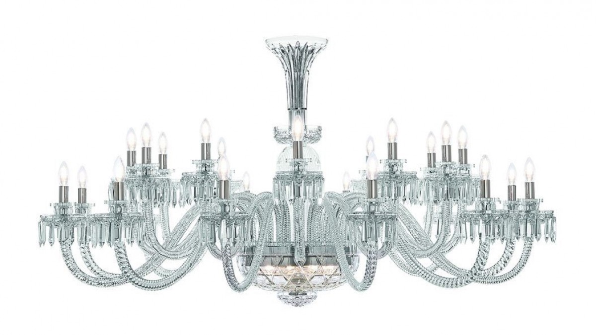 Royal 24-Light Large Lighted Bowl Horizontal Chandelier - Clear