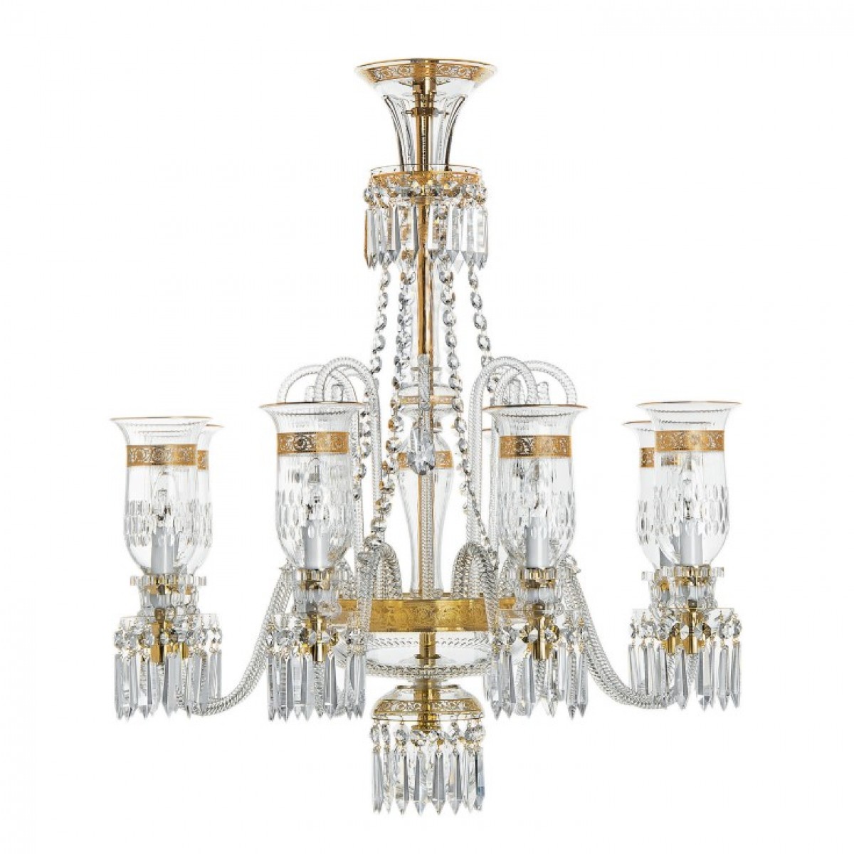 Thistle 8-Light Chandelier Gold Engraving - Clear