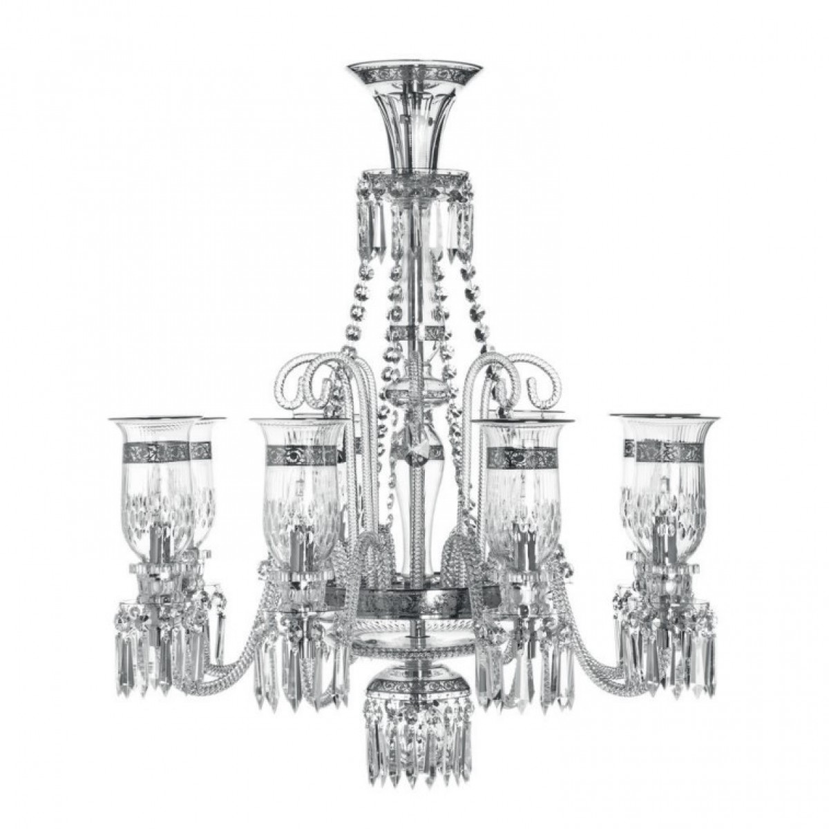 Thistle 8-Light Chandelier Platinum Engraving - Clear