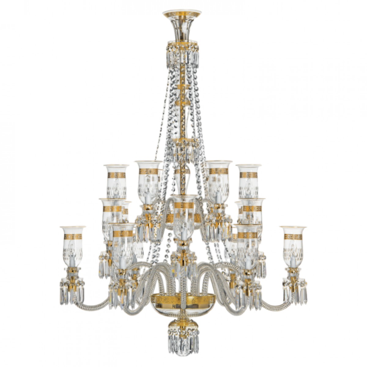 Thistle 18-Light Chandelier Gold Engraving - Clear