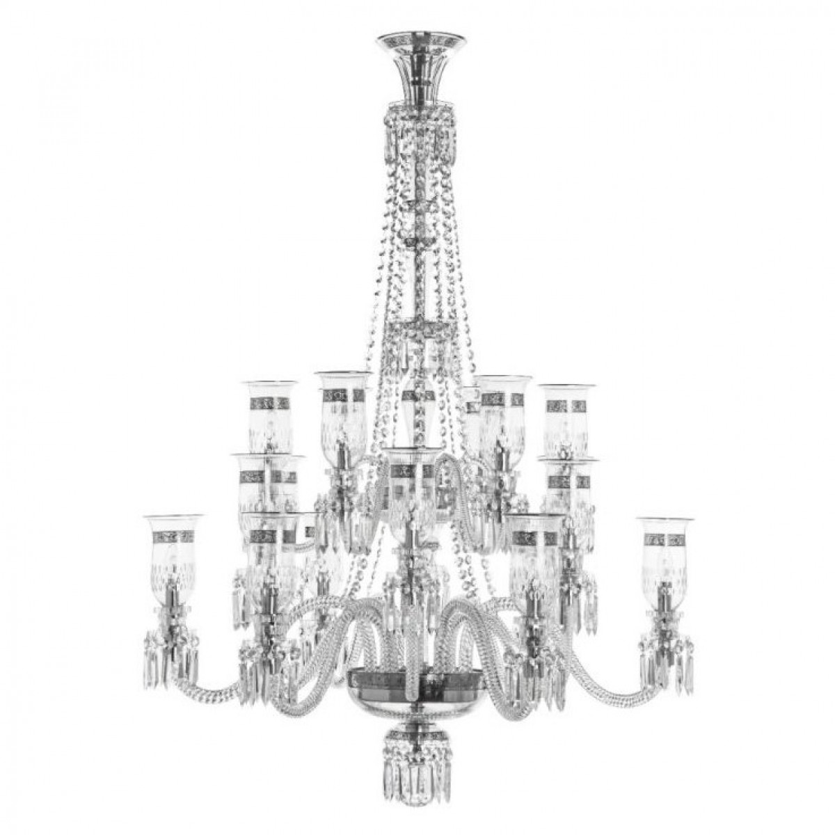 Thistle 18-Light Chandelier Platinum Engraving - Clear