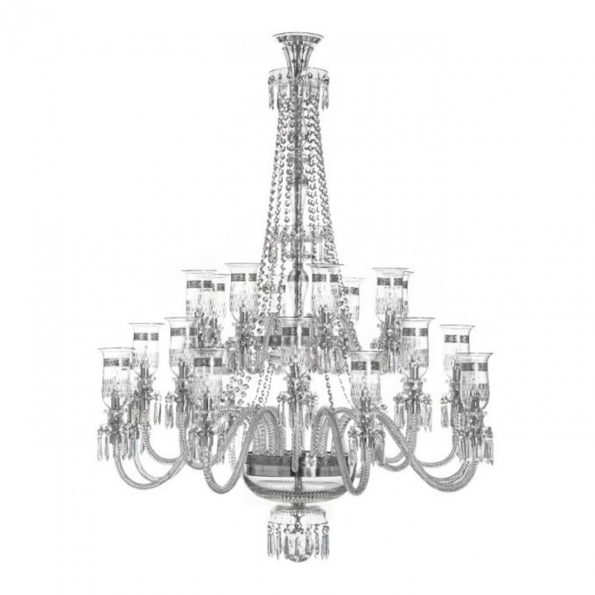 Thistle 24-Light Chandelier Platinum Engraving - Clear