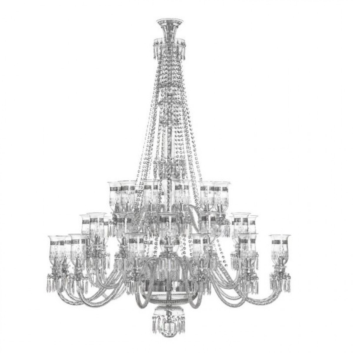 Thistle 36-Light Chandelier Platinum Engraving - Clear