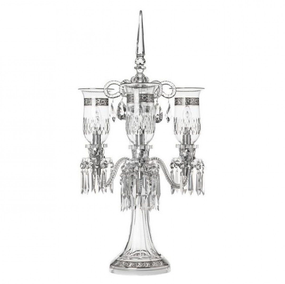 Thistle 3-Light Candelabra Platinum Engraving - Clear