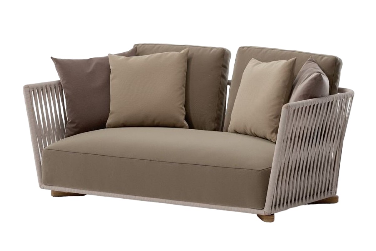 Grand Bitta 2-Seater Sofa Bela Rope Teak Legs with Seat and Back Cushion (No Piping), without Decoration Cushion