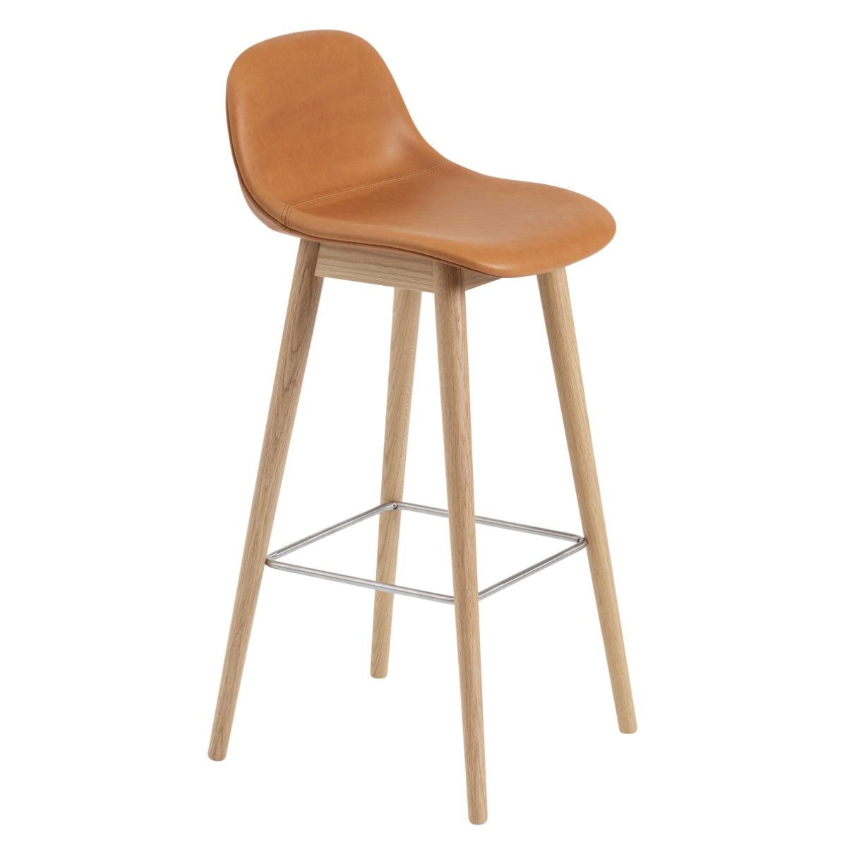 Fiber Bar Stool / Wood Base - with Backrest (Full Upholstery)
