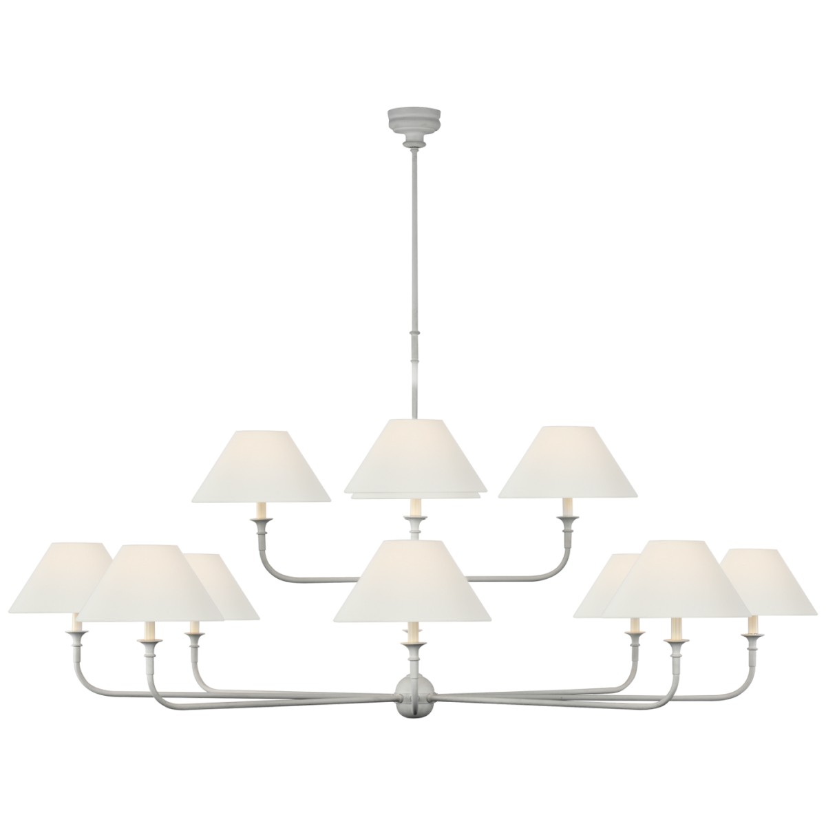 Piaf Oversized Two Tier Chandelier with Linen Shades