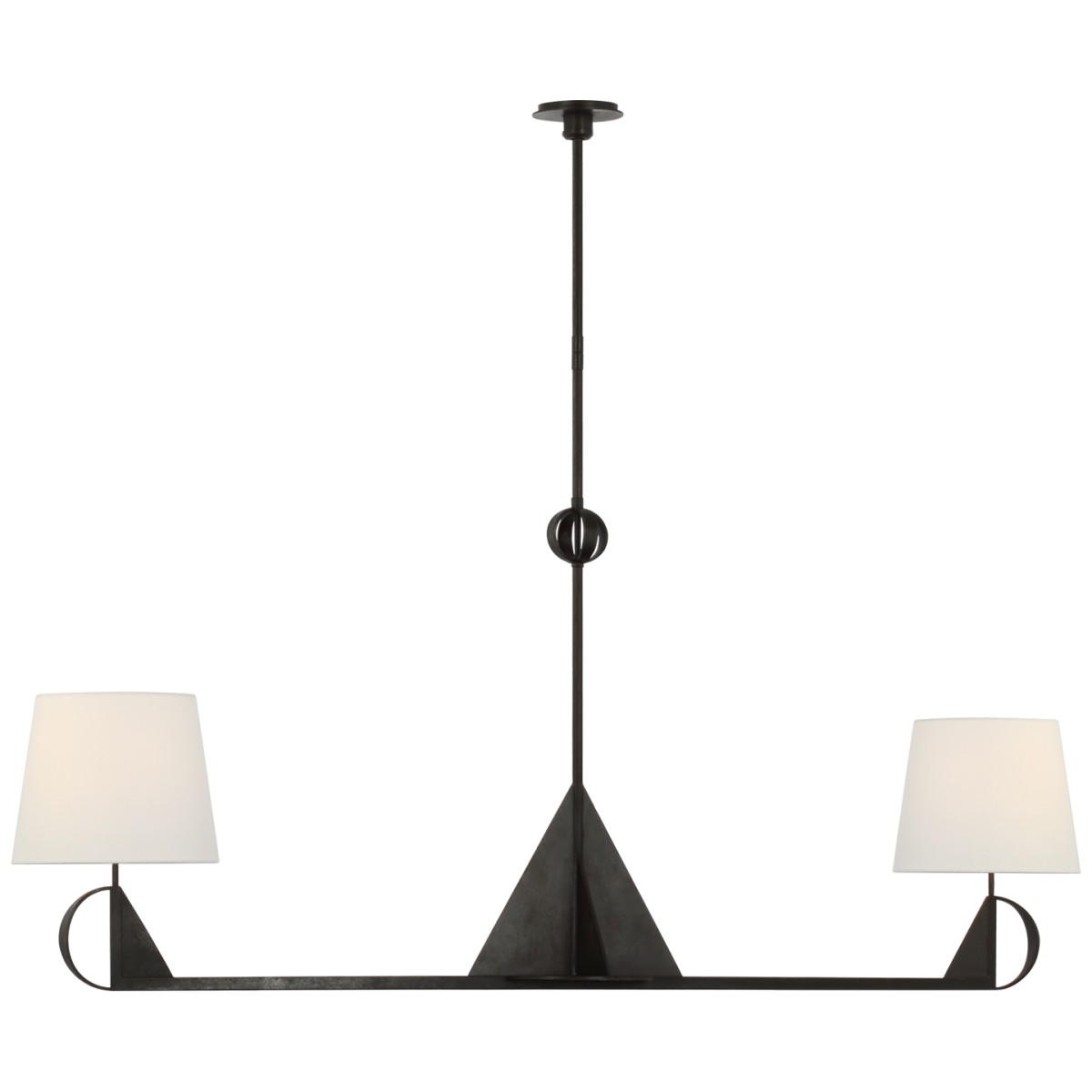 Auxerre Extra Large Blacksmith Linear Chandelier with Linen Shades