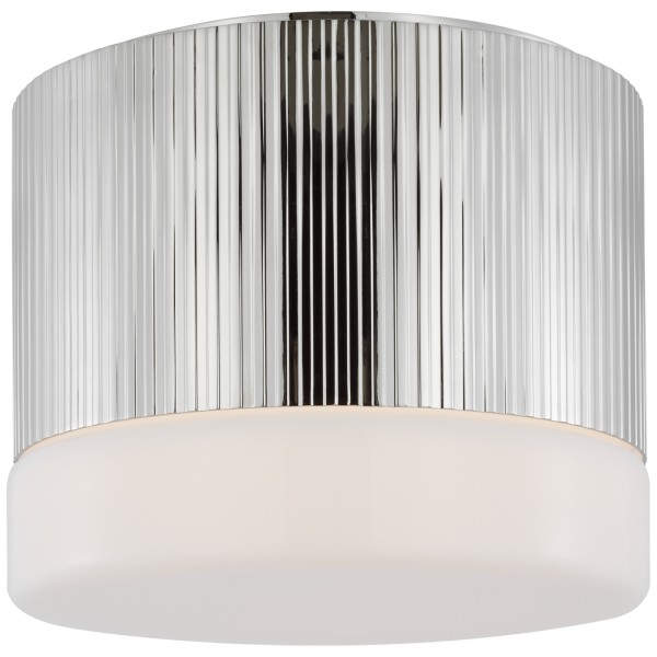 Visual Comfort Rosehill Antique Brass Metal White Glass Flush Mount - Small  Large (Between 16 - 19 wide)