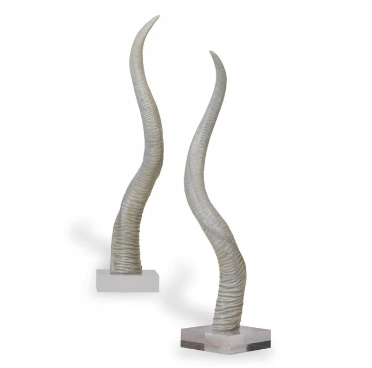 Safari Gray Horn Sculpture (Set of 2)