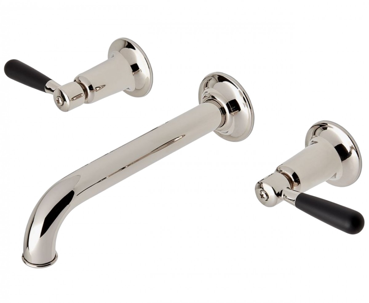 Riverun Wall Mounted Lavatory Faucet with Two-Tone Lever Handles | Highlight image