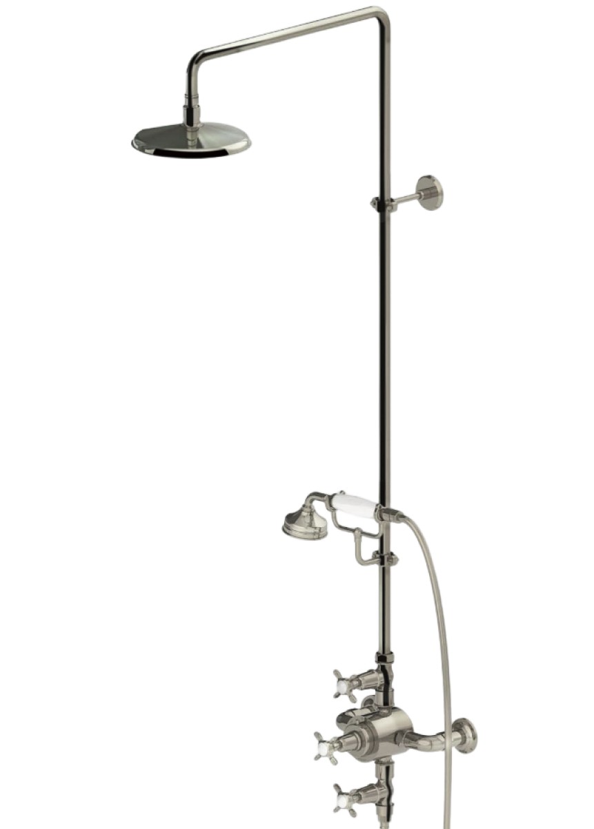 Easton Classic Three Cross Handle Exposed Thermostatic System with Shower Rose and Handshower | Highlight image