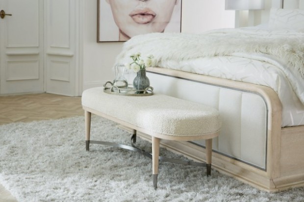 Nouveau Chic Upholstered Bench | Highlight image 3