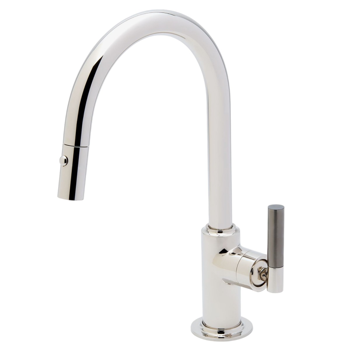 Bond Tandem Series One Hole Gooseneck Integrated Pull Spray Kitchen Faucet with Two-Tone Lever Handle