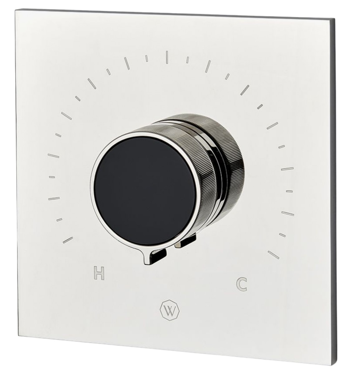 Bond Union Series Square Thermostatic Control Valve Trim with Enamel Guilloche Lines Knob Handle | Highlight image