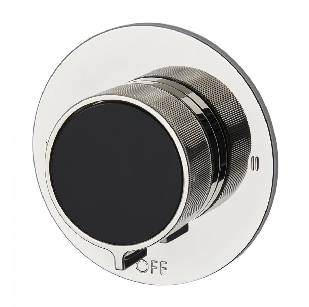 Bond Union Series Two Way Thermostatic Diverter Trim with Roman Numerals and Enamel Guilloche Lines Knob Handle