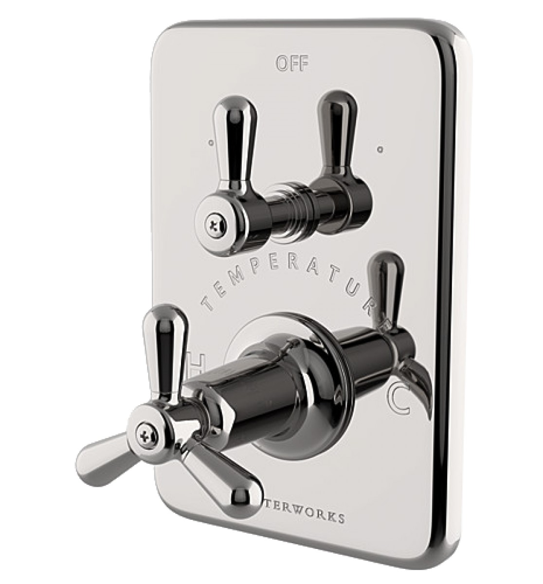 Riverun Integrated Thermostatic and Diverter Trim with Tri-Spoke Handle