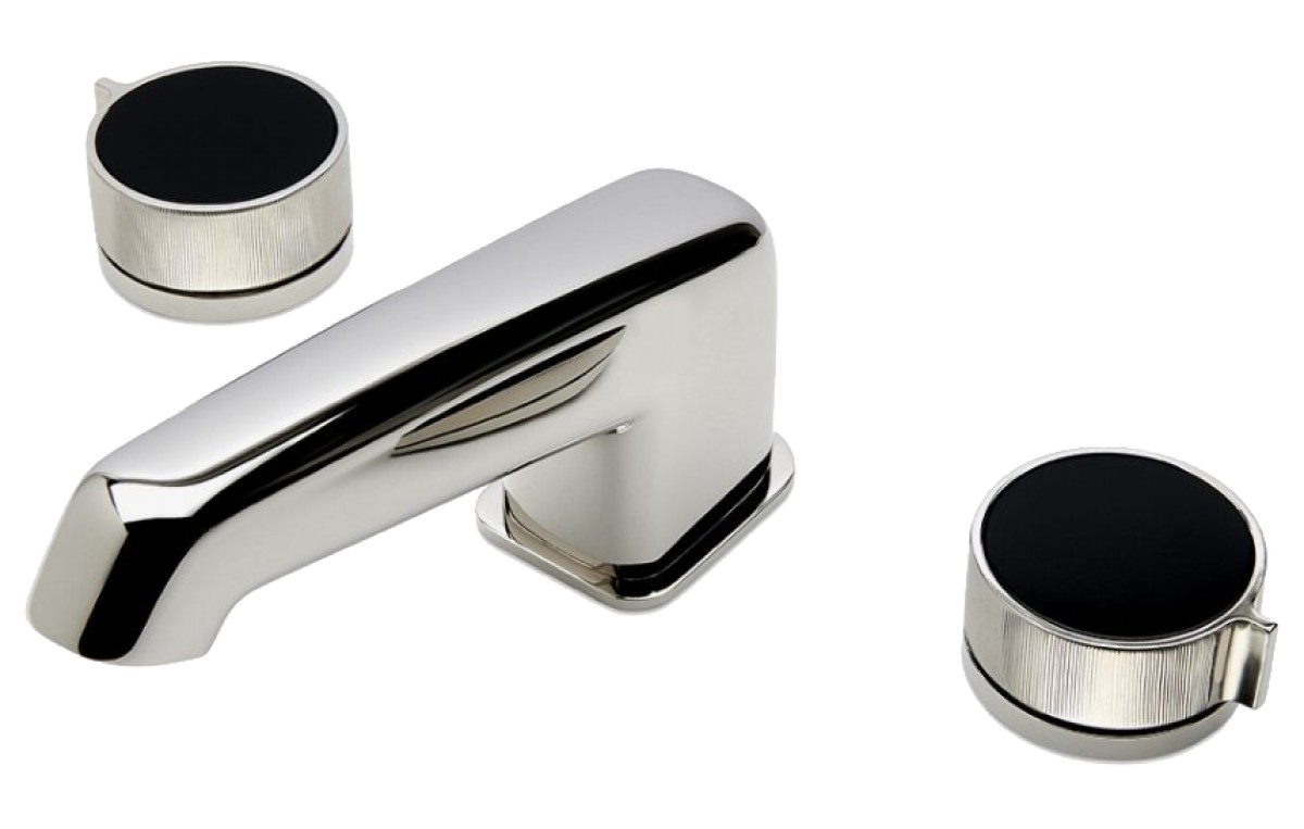 Bond Union Series Lavatory Faucet with Enamel Guilloche Lines Knob Handles