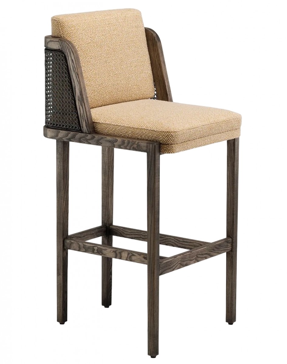 Throne Bar Stool with Rattan