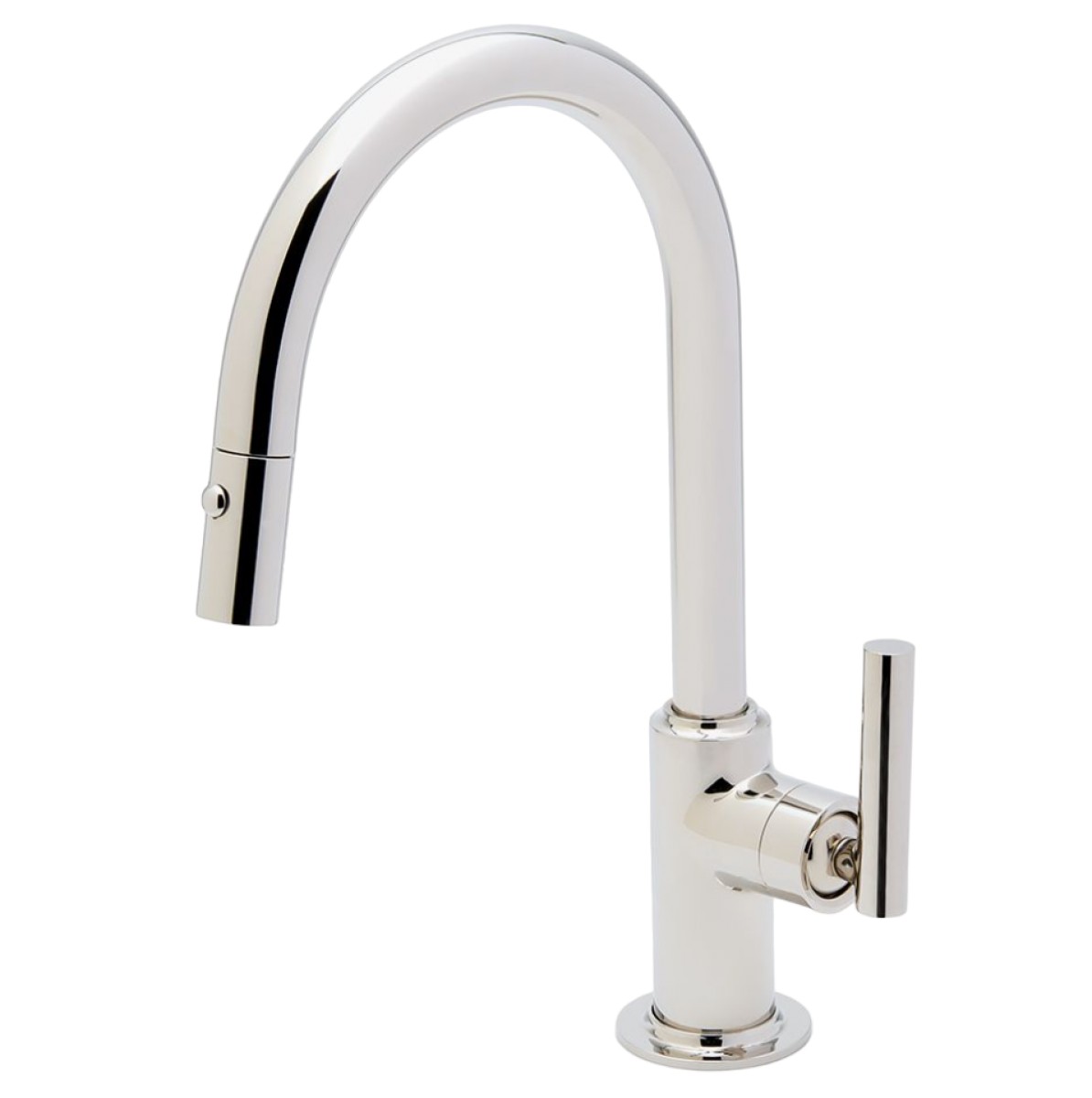 Bond Solo Series One Hole Gooseneck Integrated Pull Spray Kitchen Faucet with Straight Lever Handle