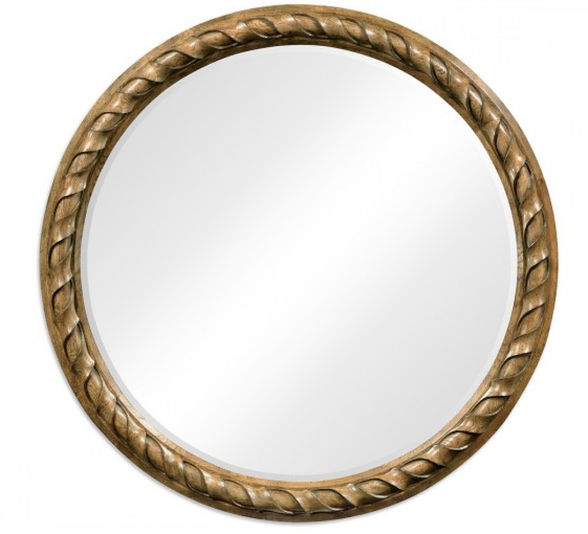 Large Round English Brown Oak Hanging Mirror | Highlight image