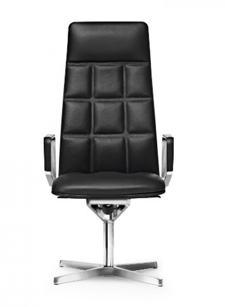 Leadchair Executive Swivel Chair, 4-Star Base, Arm with Leather Pad - High Back