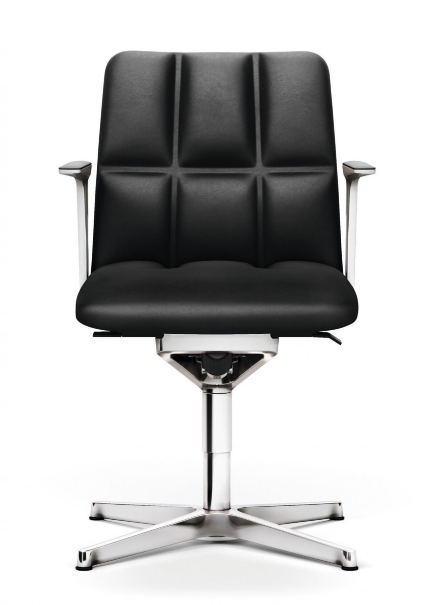 Leadchair Management Swivel Chair, 4-Star Base and Arm with Leather Pad - Low Back