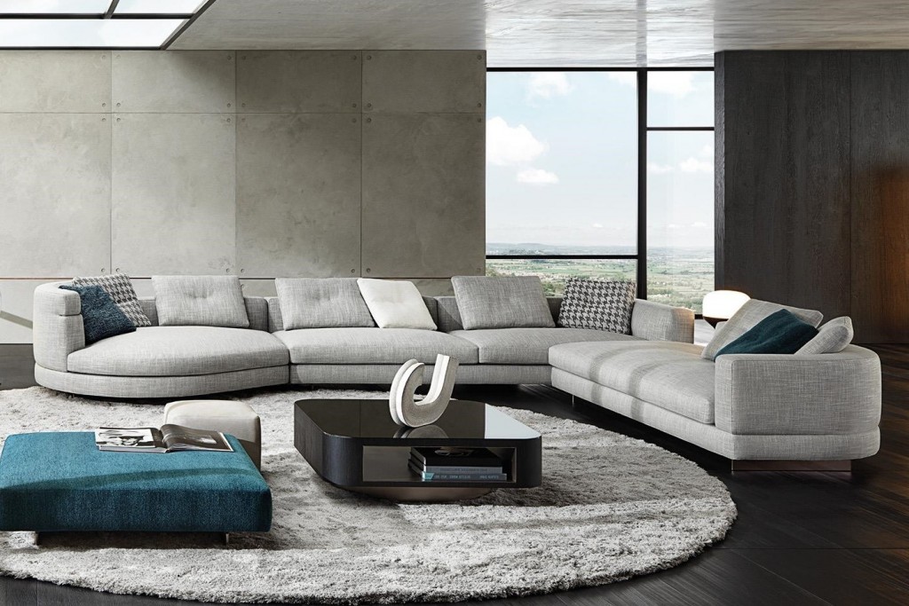 Alexander Sectional Sofa: Alexander Drop Chaise-Longue Ray - MIX (SX), Alexander Element with 1 Armrest LOW (DX), Alexander Drop Open-End Element with Armrest LOW (DX) and 2 Alexander Optional Backrest Cushions 50x50 cm | Highlight image 1