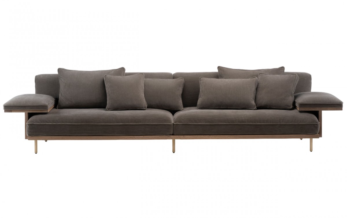 Belle Reeve Long Sofa with Two Flat Armrests