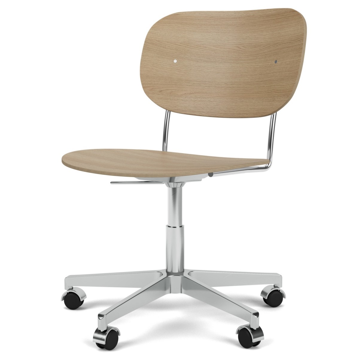 Co Task Chair, Star Base with Casters, Oak Seat and Back