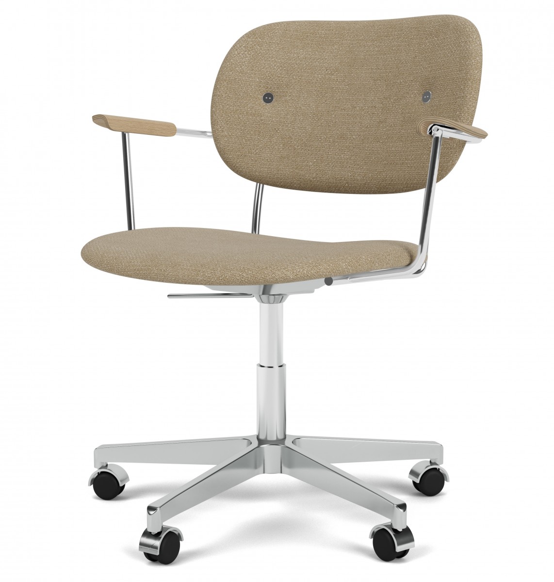 Co Task Chair with Armrest, Star Base with Casters, Upholstered Seat and Back