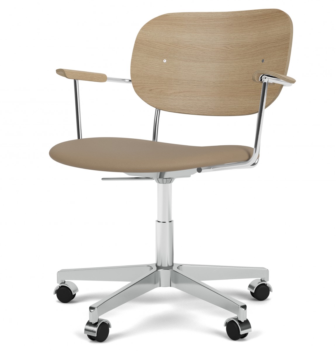 Co Task Chair with Armrest, Star Base with Casters, Upholstered Seat