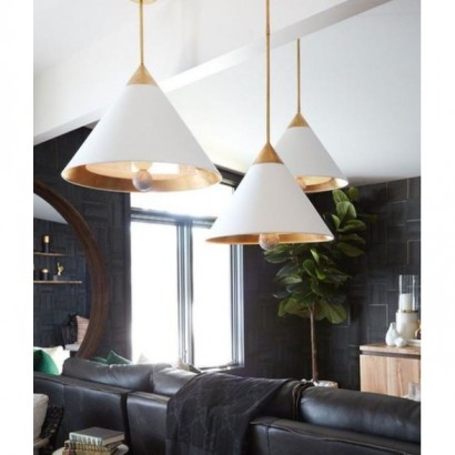 Cleo Large Pendant with White Shade with Gild Interior | Highlight image 2