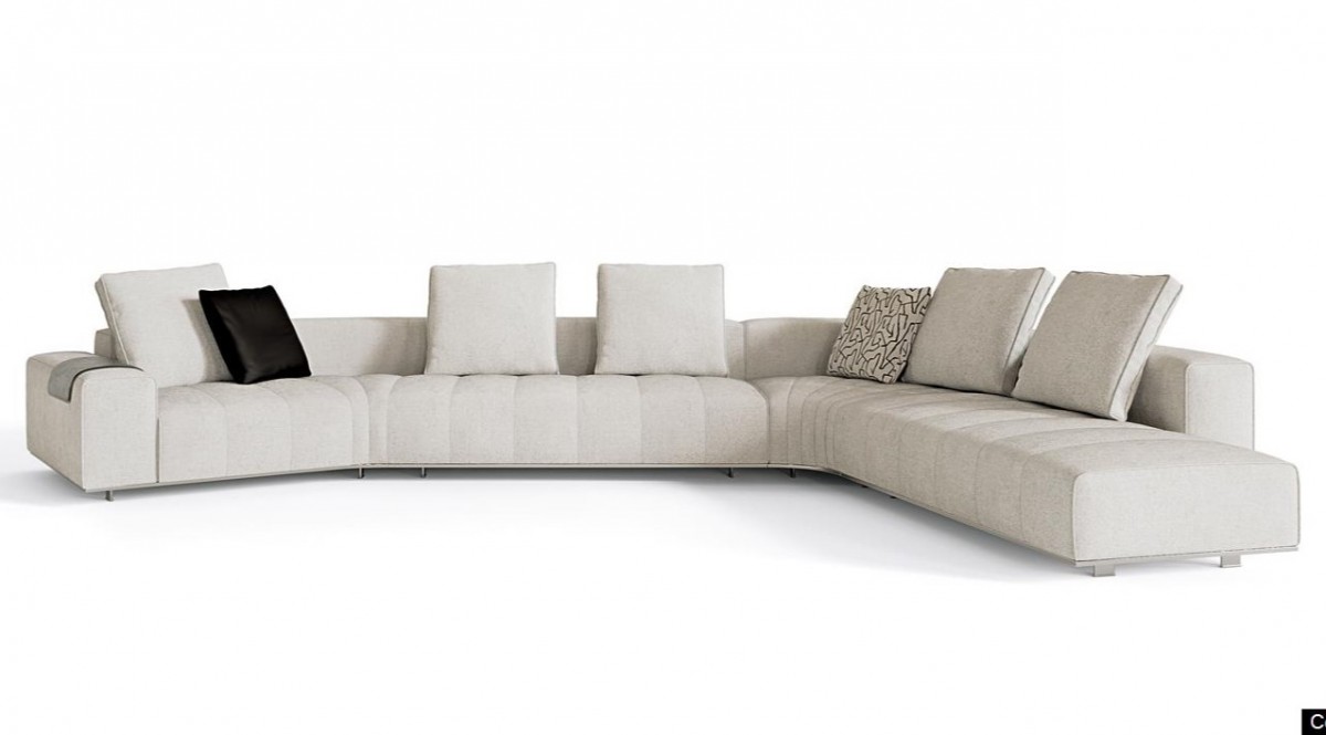 Goodman Sectional Sofa: Goodman Inclined Element with Armrest 314x164 cm. (SX) and Goodman UNIT 75° Inclined Open-End Element (SX)