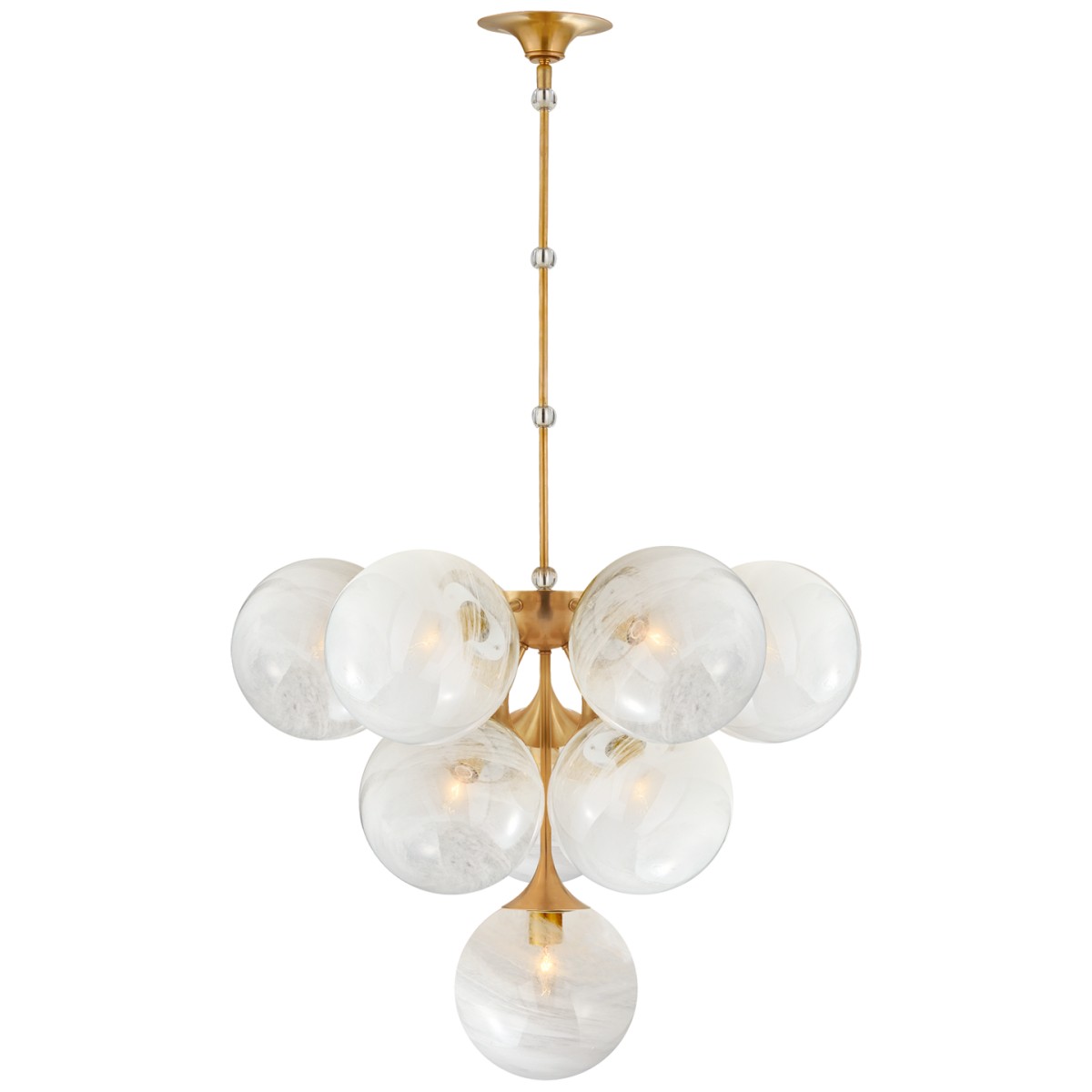 Cristol Tiered Chandelier with White Strie Glass