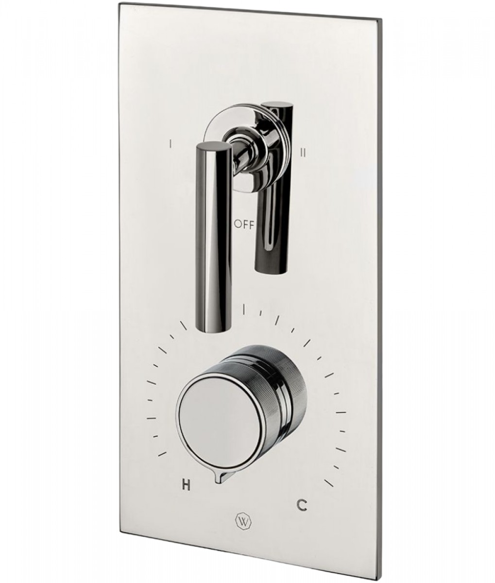 Bond Solo Series Integrated Thermostatic and Two Way Diverter Trim with Knob and Straight Lever Handles
